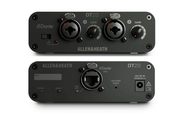 Allen &amp; Heath DT20 – 2-kanałowy przedwzmacniacz mikrofonowo-liniowy z DANTE