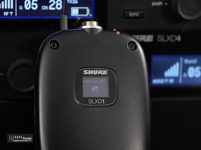 Shure SLX D SLXD1 body pack belt pack LCD HiPass ON half light