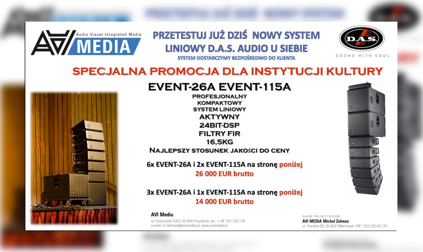 DAS Audio EVENT-26A i EVENT-115A w specjalnej ofercie dla instytucji kultury