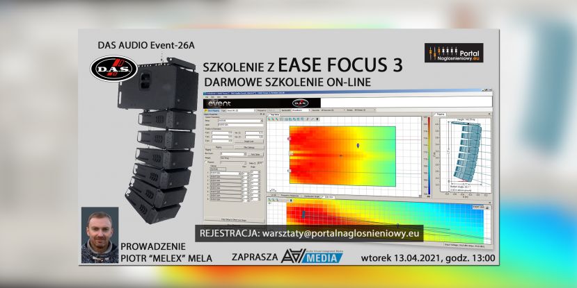 EASE Focus 3 &amp; DAS Audio Event-26A – darmowe szkolenie online z obsługi programu do predykcji systemów nagłośnieniowych